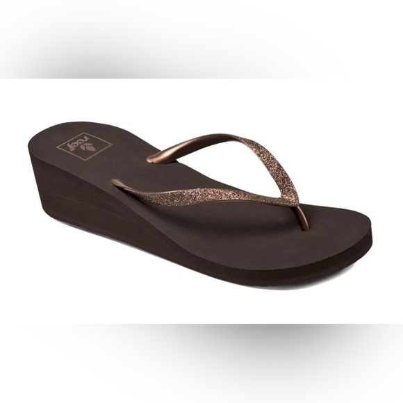 Reef Shoes - Reef Krystal Star Bronze Glitter Flip Flop Platform Sandals Women’s , size 9